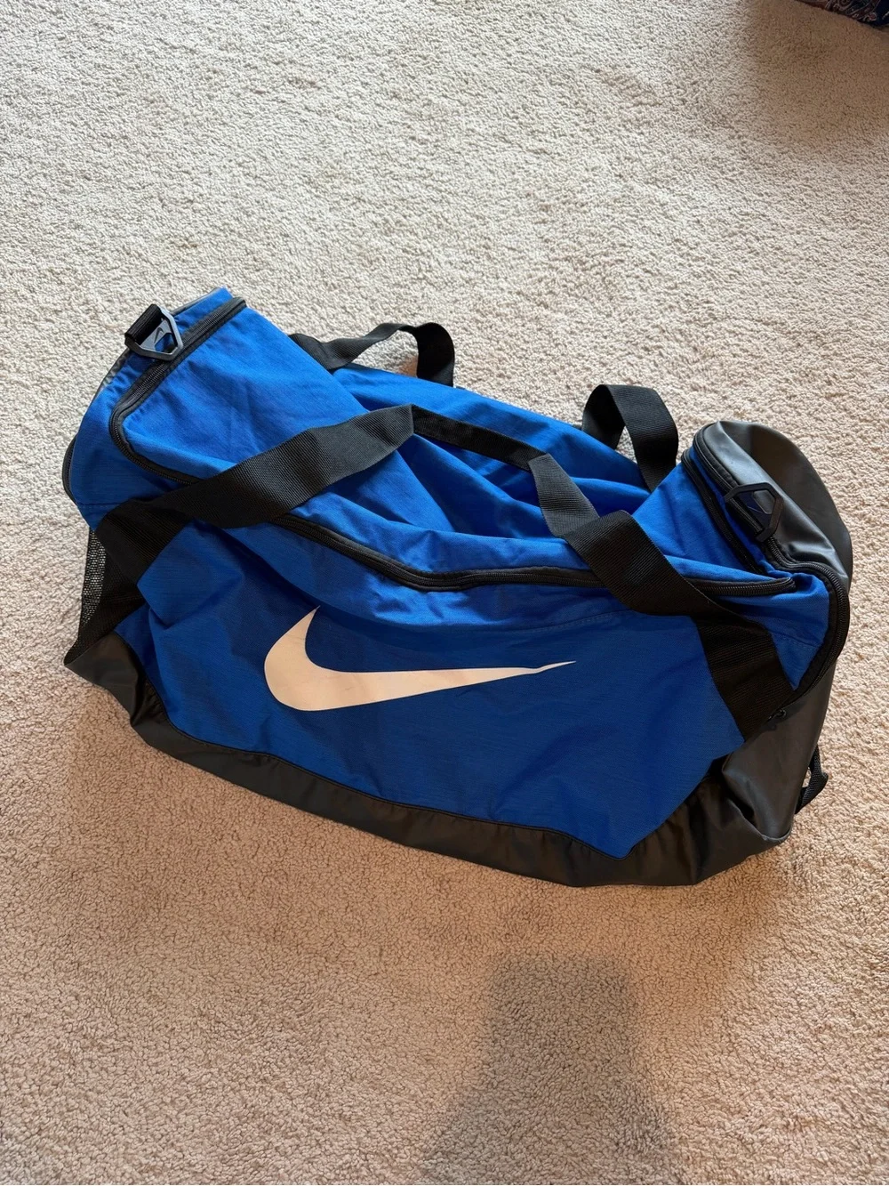 Nike Royal Blue Duffel Bag with White Swoosh